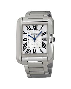 Men's Tank Anglaise 18kt White Gold Silver Dial