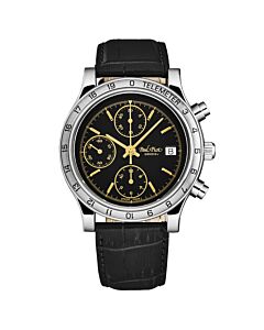 Men's Telemeter Chronograph Leather Black Dial Watch