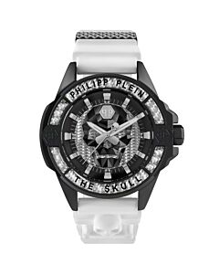 Men's The Skull Silicone Silver Carbon Fiber Dial Watch