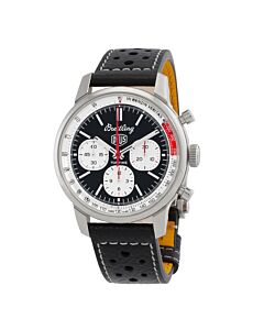 Men's Top Time B01 Deus Chronograph Calfskin Leather Black Dial Watch