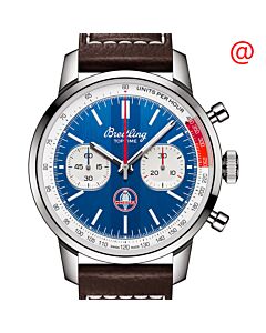Men's Top Time Chronograph Leather Blue Dial Watch