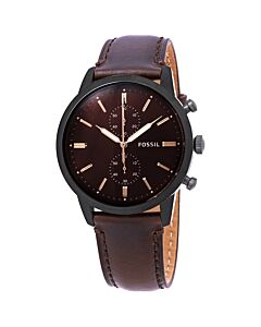 Men's Townsman Chronograph Leather Brown Satin Dial Watch