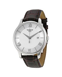Men's Tradition Brown Leather Silver Dial