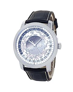 Men's Traditionnelle World Time Alligator Leather Silver Dial