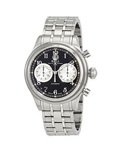 Men's Trainmaster Cannonball Chronograph Stainless Steel Black Dial Watch