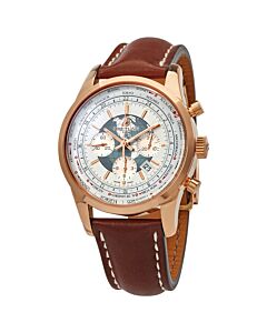 Men's Transocean Chronograph Leather Polar White Dial Watch