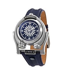 Men's Triton Leather Blue Dial Watch