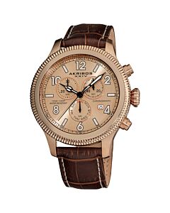 Men's Rose Tone Dial Brown Leather