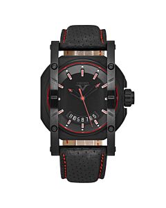Men's Up To Date Sport Leather Black Dial Watch