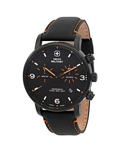 Men's Urban Metropolitan Chrono Chronograph Leather Black Dial Watch