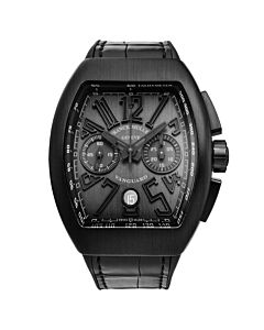Men's Vanguard Chronograph Rubber with a Black Leather Top Black Dial Watch