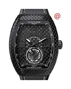 Men's Vanguard Tourbillon Leather Black Dial Watch