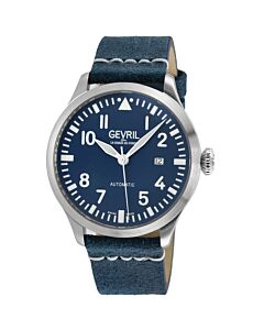 Men's Vaughn Genuine Leather Blue Dial Watch