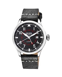 Men's Vaughn Leather Black Dial Watch