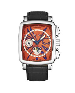 Men's Vialarga Chronograph Leather Orange Dial Watch