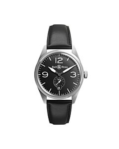Men's Vintage Leather Black Dial Watch
