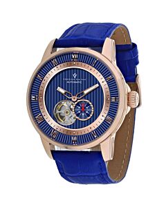 Men's Viscay Leather Blue (Open Heart) Dial Watch