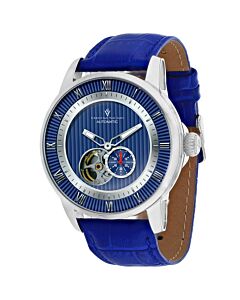 Men's Viscay Leather Blue (Open Heart) Dial Watch