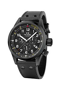 Men's Volante Chronograph Leather Black Dial Watch