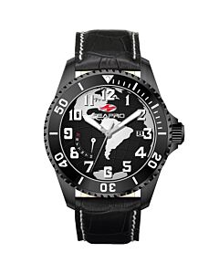 Men's Voyager Leather Black Dial Watch