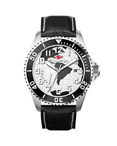 Men's Voyager Leather White Dial Watch