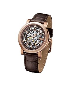 Men's Wall Street Leather Brown (Skeleton Center) Dial Watch