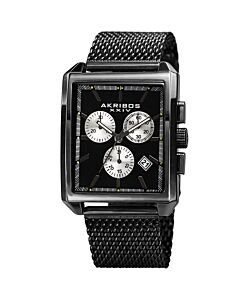 Men's Womens Casual Chronograph Stainless Steel Mesh Black Dial Watch