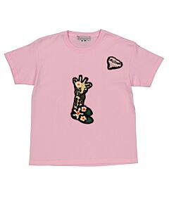 Michaela Buerger Girls Light Pink Giraffe Says Aloha T-shirt