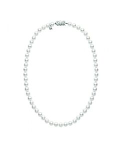 Mikimoto 18" Akoya Cultured Pearl Strand Necklace 7.5 x 7mm A Grade – 18K White Gold Clasp