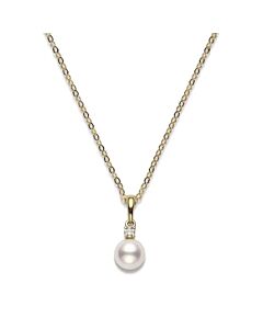 Mikimoto 7.5-8mm Akoya Cultured Pearl 0.10ct of Diamonds 18K Yellow Gold - PPS752DK