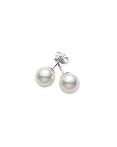 Mikimoto Akoya Pearl Stud Earrings with 18K White Gold 7-7.5mm A