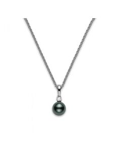 Mikimoto Black South Sea Pearl & Diamond Pendant Necklace with 18K White Gold 10x9mm - PPS902BDW