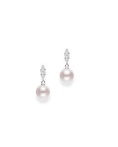 Mikimoto Morning Dew Akoya Cultured Pearl Earrings with Diamonds - 18K White Gold - MEA10327ADXW