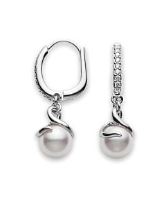 Mikimoto Twist Akoya Pearls & Diamond Earrings in 18K White Gold 7mm A+