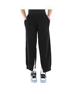 MM6 Ladies Black Sporty Split Logo Embroidered Sweatpants