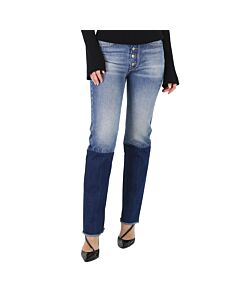 MM6 Ladies Denim Contrast-panel Skinny Jeans, Brand Size 40 (US Size 6)