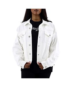 MM6 Ladies White Cut-out Detail Denim Jacket