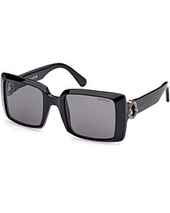 Moncler 53 mm Shiny Black Sunglasses
