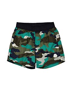 Moncler Kids Bright Green Camouflage-Print Swim Shorts