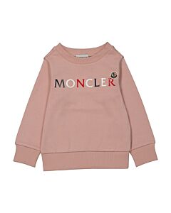 Moncler Kids Pastel Pink Logo-Print Cotton Sweatshirt