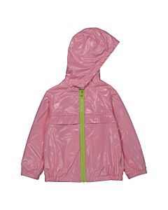 Moncler Kids Pastel Pink Logo Zipped Hooded Jacket