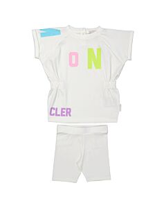 Moncler Kids White Logo-Print Shorties Knitted Set