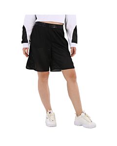 Moncler Ladies Black Logo-Waistband Shorts