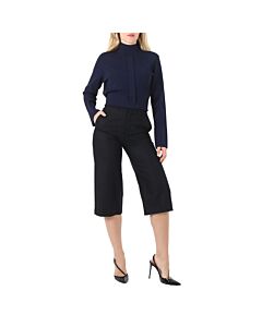 Moncler Ladies Black Wide-Leg Cropped Wool Trousers, Brand Size 38 (US Size 0)