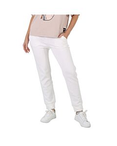 Moncler Ladies Logo Patch Sweatpants in White