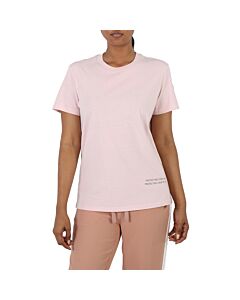 Moncler Ladies Pink Cotton Slogan Print Short-Sleeve T-Shirt