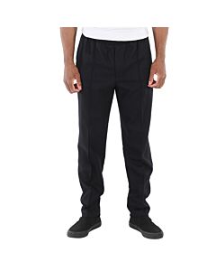 Moncler Men's Black Elastic-Waist Flannel Trousers