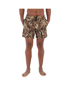 Moncler Men's Brown Leaf Print Swim Shorts