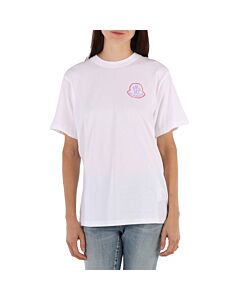 Moncler Men's Logo Patch White Cotton T-shirt