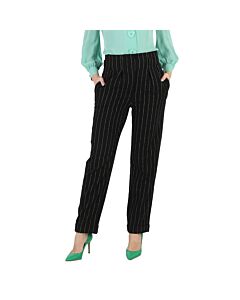 Moschino Black Pinstripe Wool-Blend Tailored Trousers, Brand Size 40 (US Size 6)
